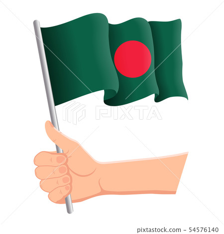 Hand holding and waving the national flag of Bangladesh. Fans, independence day, patriotic concept Hand holding and waving the national flag of Bangladesh. Fans, independence day, patriotic concept 54576140