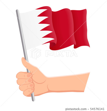 Hand holding and waving the national flag of Bahrain. Fans, independence day, patriotic concept 54576141