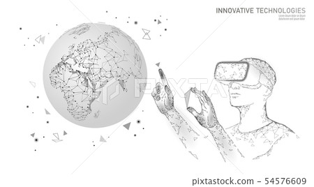 Science ecology planet Earth concept. VR headset holographic projection virtual reality glasses 54576609