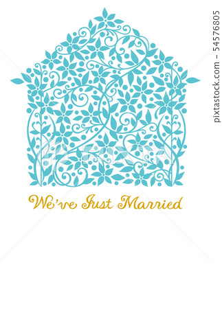 Marriage report postcard House and house made of flowers and cranes New house image 54576805