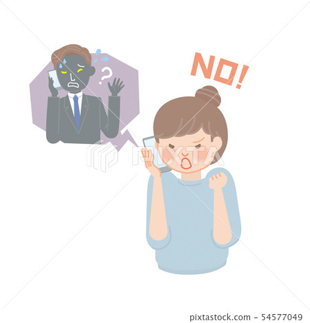 Housewife turning off fraudulent call (female) 54577049