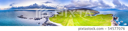 Aerial view of the beautiful coast at Malin Beg in County Donegal, Ireland 54577076