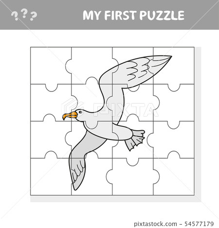 Cartoon gull puzzle design. Vector illustration for children education 54577179