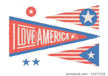 Set symbols USA. Vintage retro graphic flag, pennant Set symbols USA. Vintage retro graphic flag, pennant 54577185