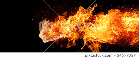 Arm wrapped in flame 54577357
