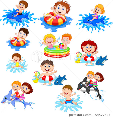 Cute little kids playing on the beach Cute little kids playing on the beach 54577427