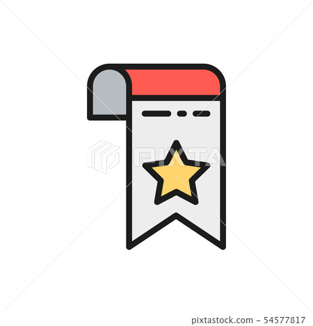 Vector bookmark, webpage marker flat color line icon. Vector bookmark, webpage marker flat color line icon. 54577817