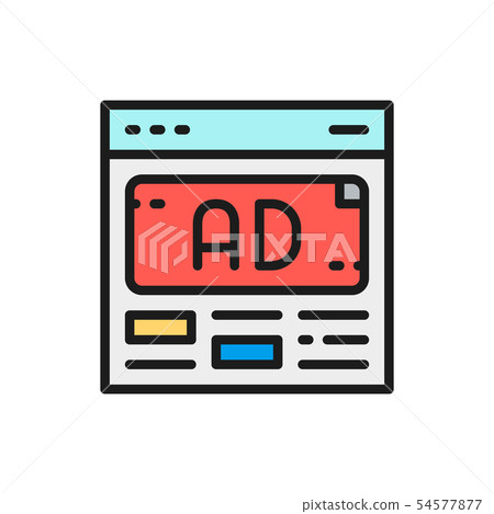 Vector ad, advertisement, media marketing flat color line icon. 54577877