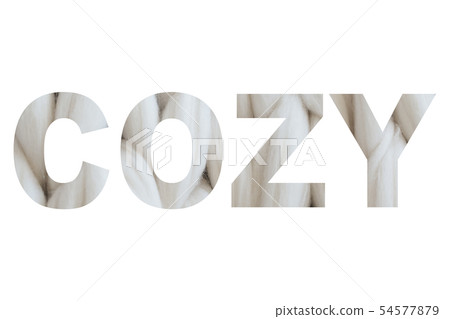 Collage in shape of word COZY islolated on white Collage in shape of word COZY islolated on white 54577879