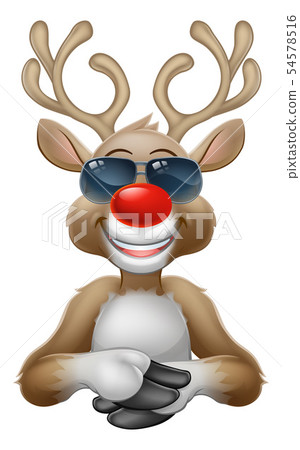 Cool Christmas Reindeer Cartoon Deer in Sunglasses 54578516