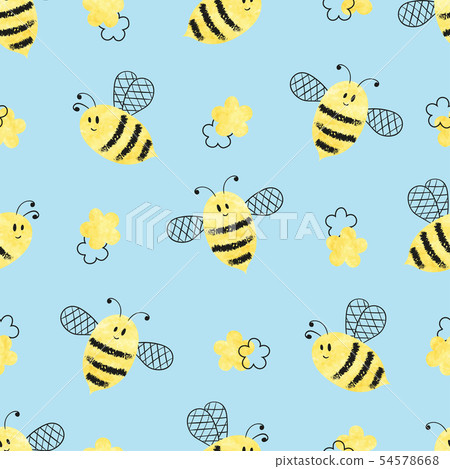 Seamless cute bees pattern. Seamless cute bees pattern. 54578668