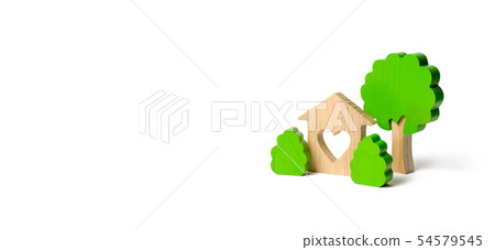 A house with a heart and wooden figures of trees 54579545