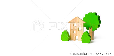 Wooden multi-storey building surrounded by bushes 54579547