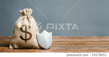 Bag with dollar symbol and protection shield Bag with dollar symbol and protection shield 54579652