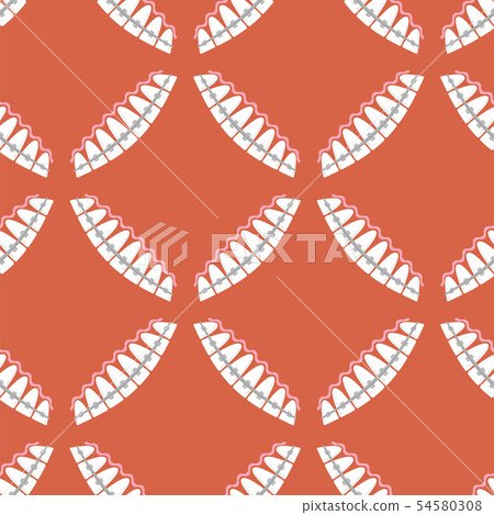 Medical Braces Teeth. Dental Care Seamless Background. Orthodontic Treatment. Cartoon Opening Mouth 54580308