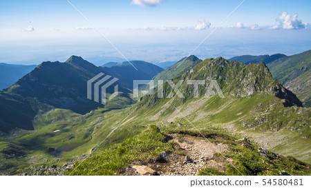 Lanscape Valley with Ridges in Carpatian Mountains 54580481