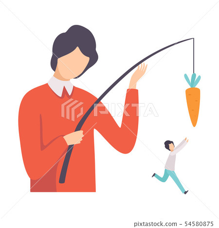 Businessman Using Bait Leading Another Man, Manipulation of People Concept Vector Illustration Businessman Using Bait Leading Another Man, Manipulation of People Concept Vector Illustration 54580875