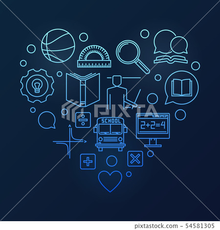 School Heart vector concept blue modern linear... - Stock Illustration ...