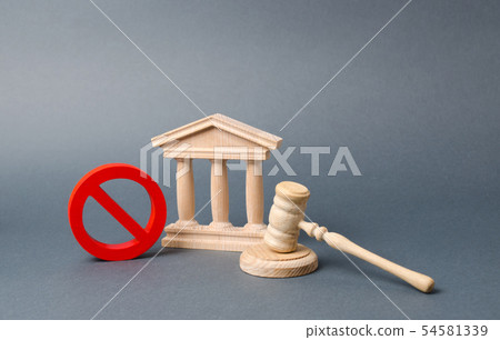 Government or bank building and a red NO symbol 54581339