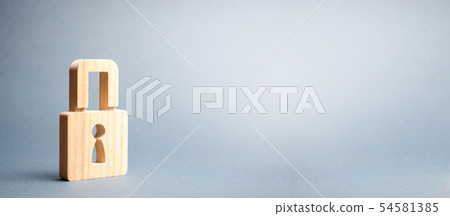 A padlock on a gray background. information safty 54581385