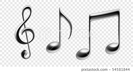 Music notes vector metallic isolated icons 54581844