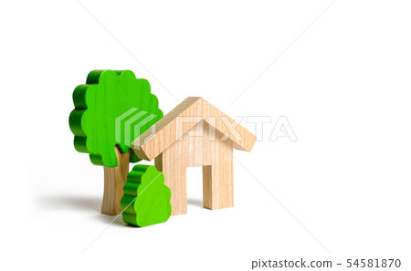 Wooden house and trees. Environmentally friendly 54581870