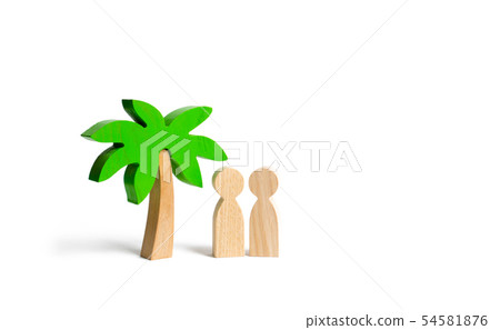 Two figures of people under a palm tree Two figures of people under a palm tree 54581876