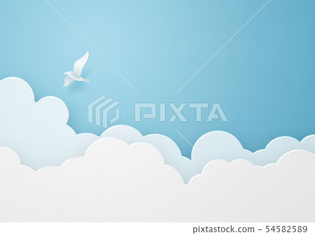 紙模型 - 天空雲 - 鳥 - 假期 54582589
