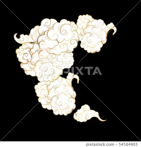 Golden clouds flat vector illustration 54584903