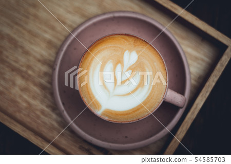 Hot latte coffee in the cup 54585703
