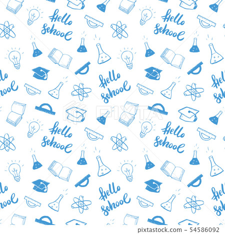 School seamless pattern Hand Drawn Doodles, Vector 54586092