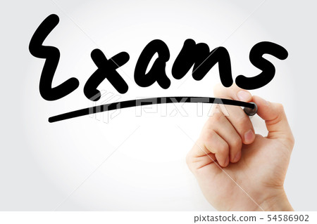 Exams text with marker Exams text with marker 54586902