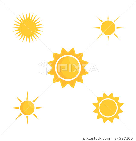 Sun icon set. Isolated flat symbol illustration. Sun icon set. Isolated flat symbol illustration. 54587109