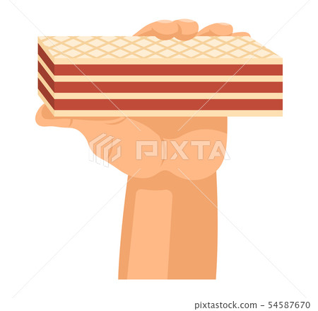 Hands offers sweetness with cake vector arm holding chocolate confectionery sweet confection Hands offers sweetness with cake vector arm holding chocolate confectionery sweet confection 54587670