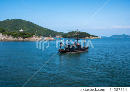 Amazing view Ashinoura Blue sky and the sea and the Heisei Iroha Maru Amazing view Ashinoura Blue sky and the sea and the Heisei Iroha Maru 54587834