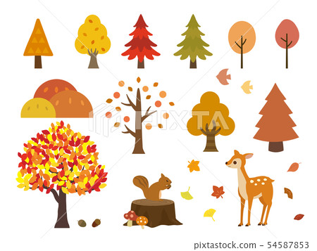 Autumn Material Tree Autumn tree tree nature illustration material - Stock Illustration ...