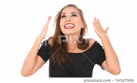 Beauty concept. Women are glad for her success on 54587989