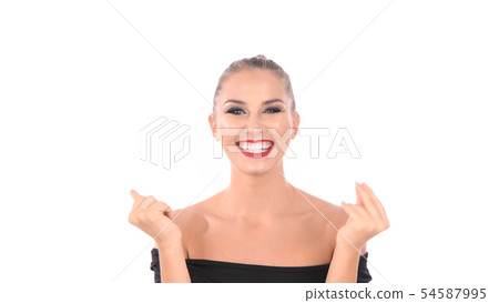 Beauty concept. The girl is sending kisses on a 54587995