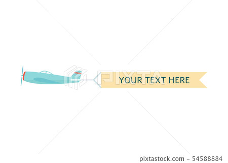 Airplane or plane with advertising banner illustration isolated on background. 54588884