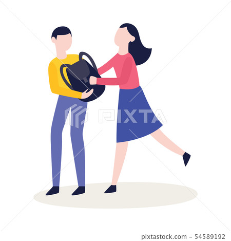 Abuser boy bullying a girl flat vector illustration isolated on white background. 54589192