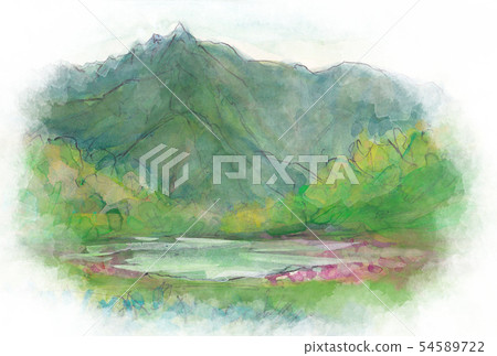 Arasawadake seen from the lake of Echigo Komagatake where the Hakusan Kozakura blooms 54589722