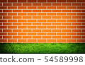 Brick wall and green grass background 54589998
