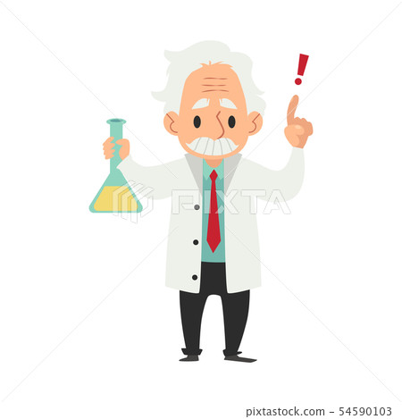 An old wise man with a mustache conducts a scientific experiment or test with a flask. An old wise man with a mustache conducts a scientific experiment or test with a flask. 54590103