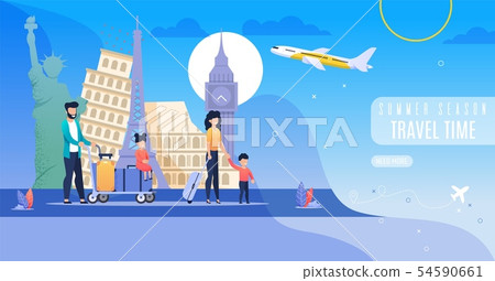 Poster Summer Season Travel Time Lettering Flat. Poster Summer Season Travel Time Lettering Flat. 54590661