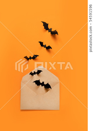 Halloween holiday composition of black bats fly Halloween holiday composition of black bats fly 54591596