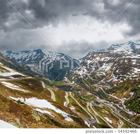 Alpine mountain road, Grimsel Pass, Switzerland Alpine mountain road, Grimsel Pass, Switzerland 54592466