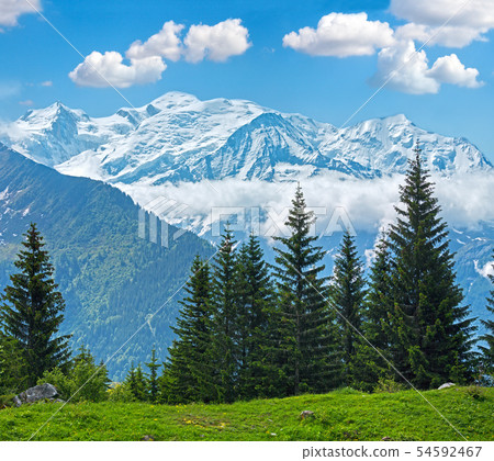 Mont Blanc mountain massif (view from Plaine Joux Mont Blanc mountain massif (view from Plaine Joux 54592467