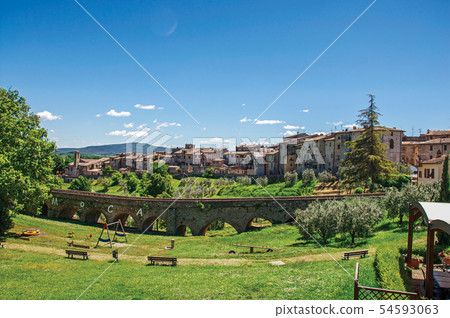 View of Colle di Val d Elsa town with bridge 54593063