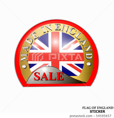 Sticker with flag of England. Happy England day button. Sticker with flag of England. Happy England day button. 54595657