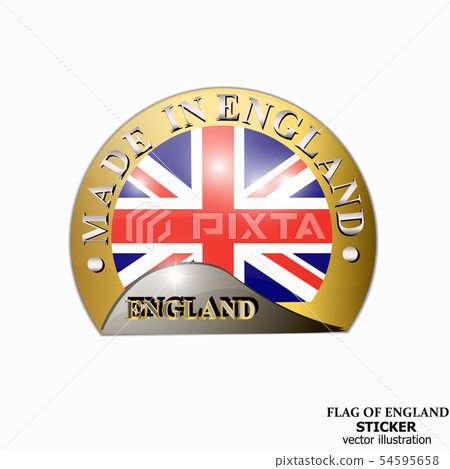 Sticker with flag of England. Happy England day button. 54595658